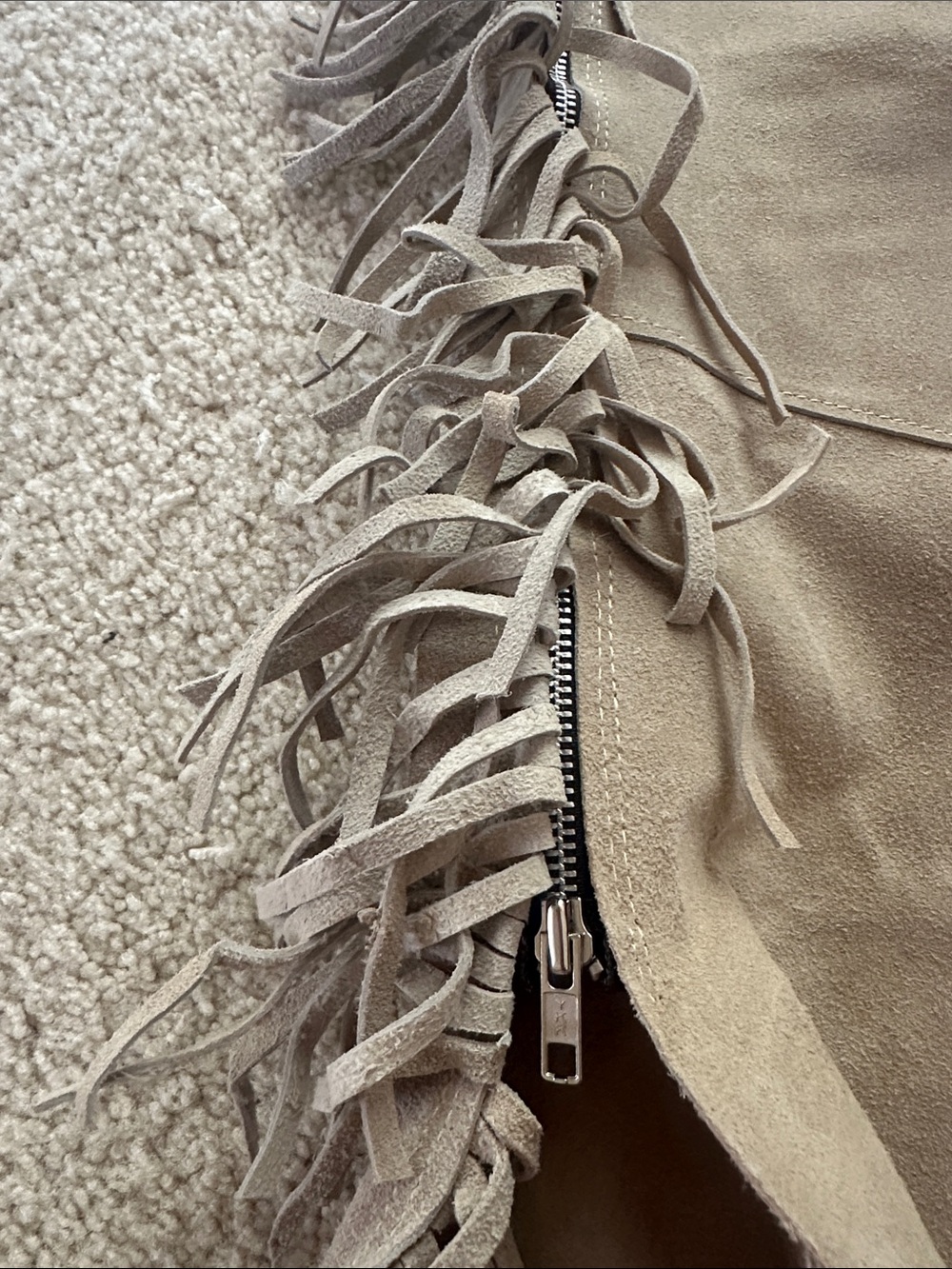 Womens tan Brown Suede Fringe Chaps | Size XL | Western leather - Picture 6 of 11